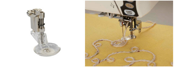 Pied presseur yarn couching