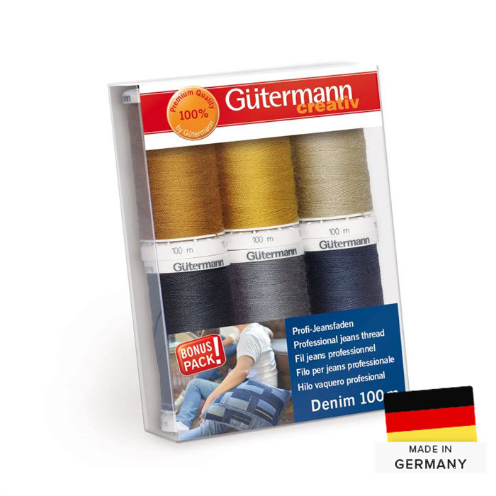 Assortiment 6 fils à coudre Jeans N°50 Assortiment 6 fils à coudre Jeans N°50