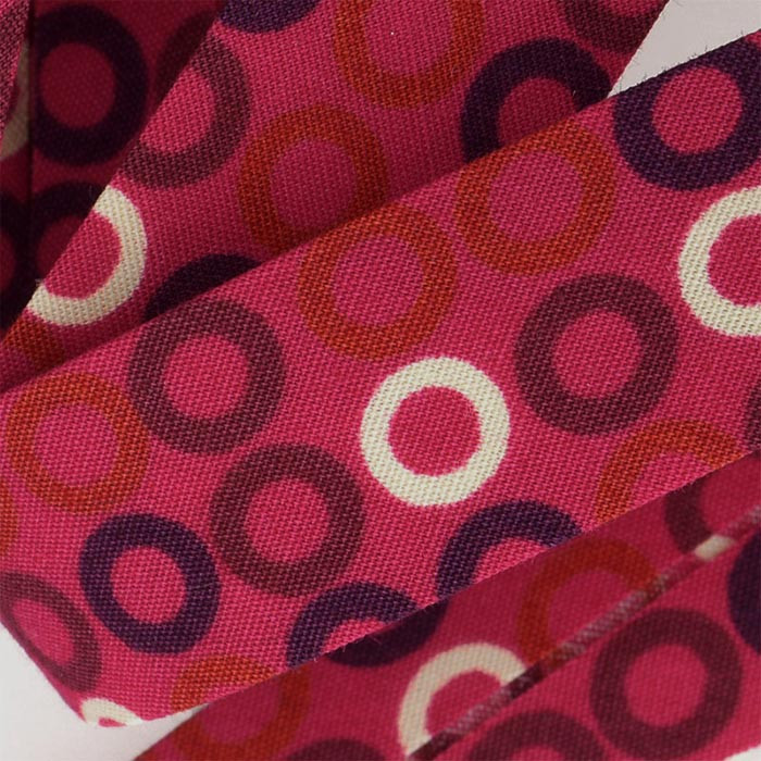 Biais pop fuchsia ronds 20mm au mètre Biais pop fuchsia ronds 20mm au mètre