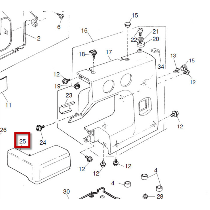 Boîte d'accessoire vide Janome JR1012 Boîte d'accessoire vide Janome JR1012