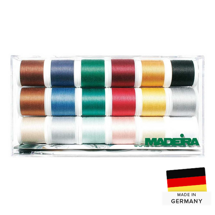 Boîte de 18 bobines Madeira Cotona N°30 200m Boîte de 18 bobines Madeira Cotona N°30 200m
