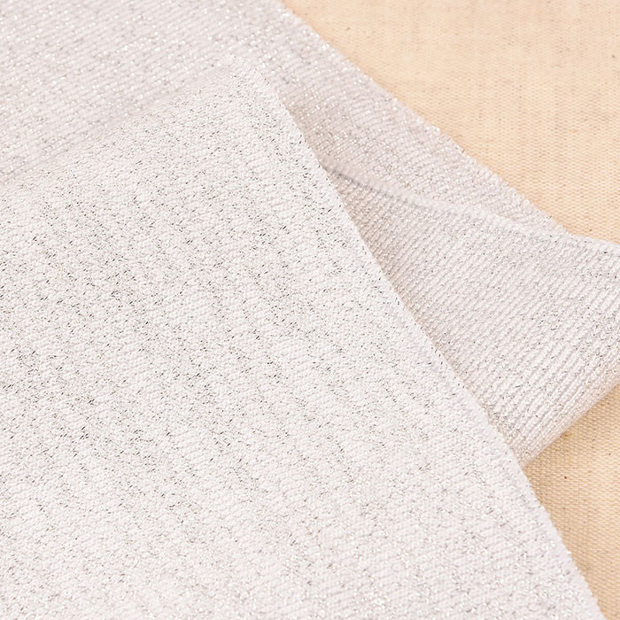 Bord côte lurex argenté 120cm x 8.5cm Bord côte lurex argenté 120cm x 8.5cm