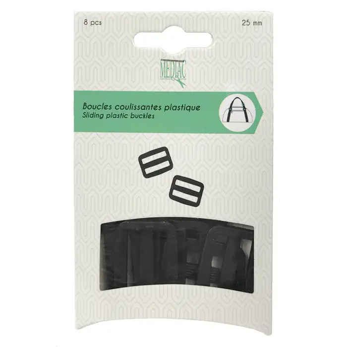 Boucles coulissantes plastiques 25mm (8pcs) Boucles coulissantes plastiques 25mm (8pcs)