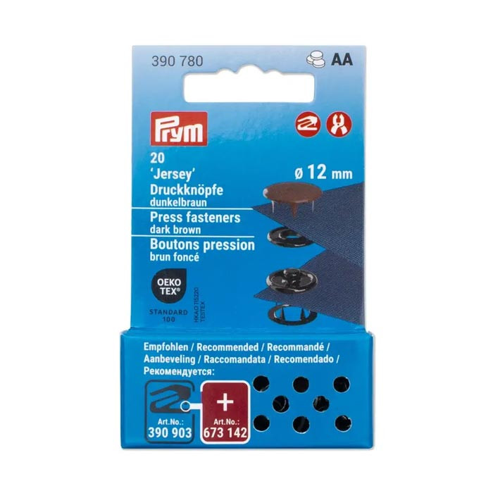Boutons pression (20) brun foncé 12mm Prym Boutons pression (20) brun foncé 12mm Prym