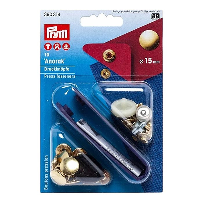 Boutons pression anorak 15mm or foncé Prym Boutons pression anorak 15mm or foncé Prym