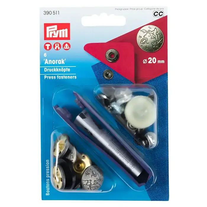 Boutons pression Anorak 20mm Argent mat Prym Boutons pression Anorak 20mm Argent mat Prym