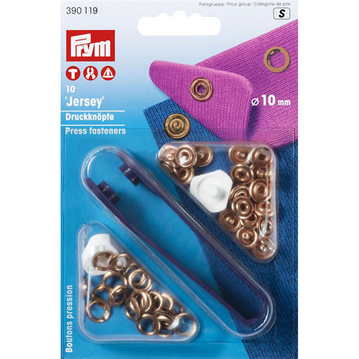 Boutons pression jersey 10mm cuivre avec outil Boutons pression jersey 10mm cuivre avec outil