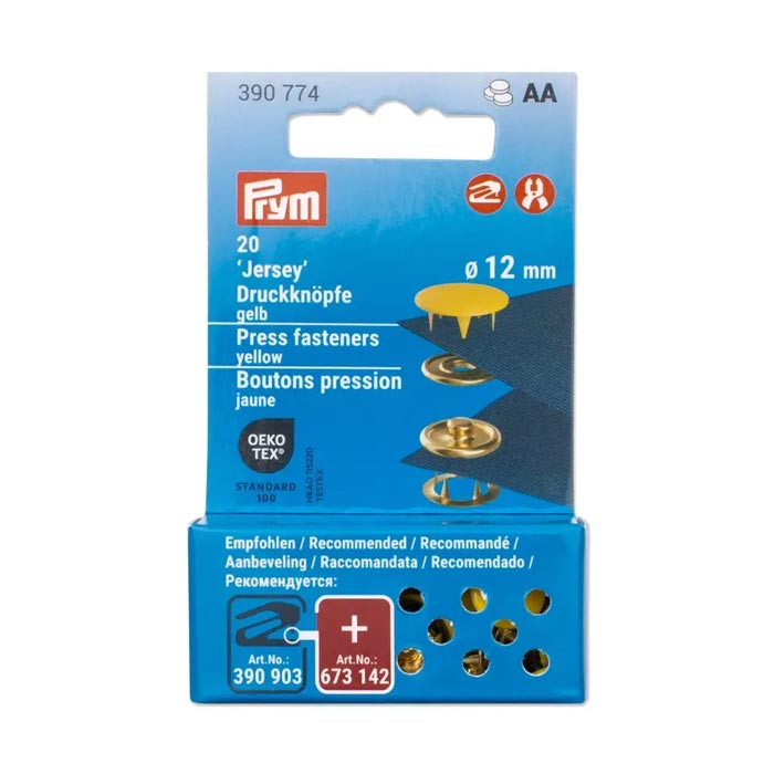 Boutons pression Jersey 12mm jaune Prym Boutons pression Jersey 12mm jaune Prym
