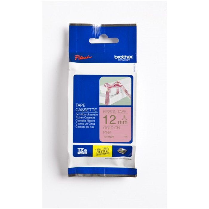 Cartouche Ruban textile - Doré/Rose 4m BROTHER Cartouche Ruban textile - Doré/Rose 4m BROTHER