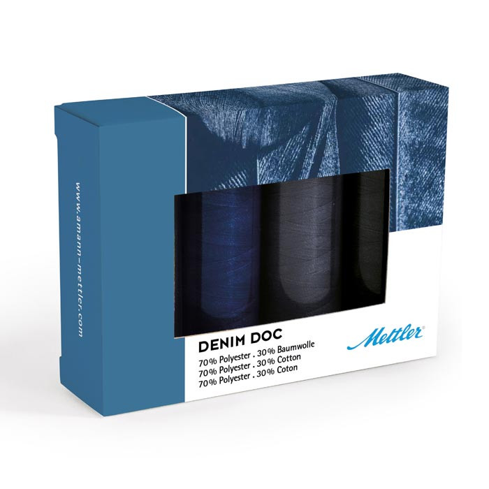 Coffret bobines 4x100m Denim Dark Mettler Coffret bobines 4x100m Denim Dark Mettler