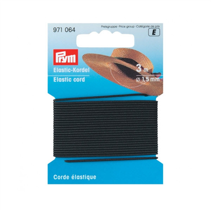 Cordon élastique 1.5mm x 3m noire Prym Cordon élastique 1.5mm x 3m noire Prym