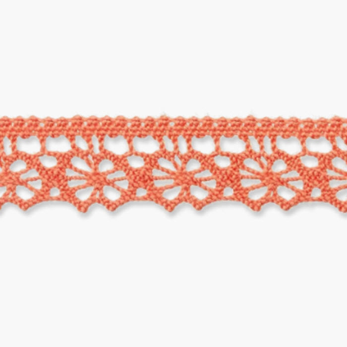 Dentelle aux fuseaux 16mm orange au mètre Dentelle aux fuseaux 16mm orange au mètre