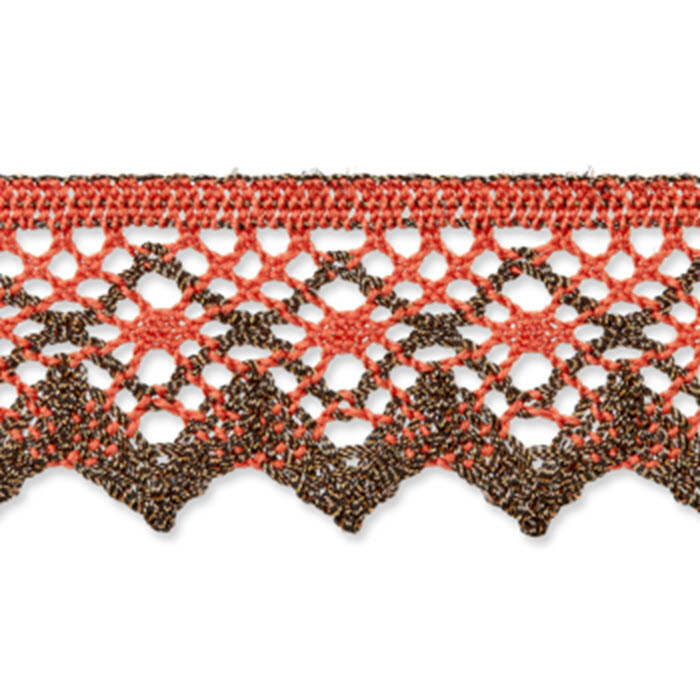 Dentelle aux fuseaux 30mm orange,brun /m Dentelle aux fuseaux 30mm orange,brun /m