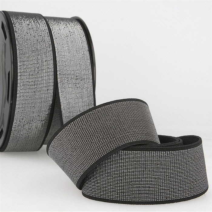 Elastique fil métal/argent 40mm au mètre Elastique fil métal/argent 40mm au mètre