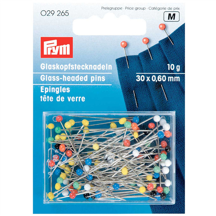 Epingles (10g) tête verre 0.60x30mm Prym Epingles (10g) tête verre 0.60x30mm Prym