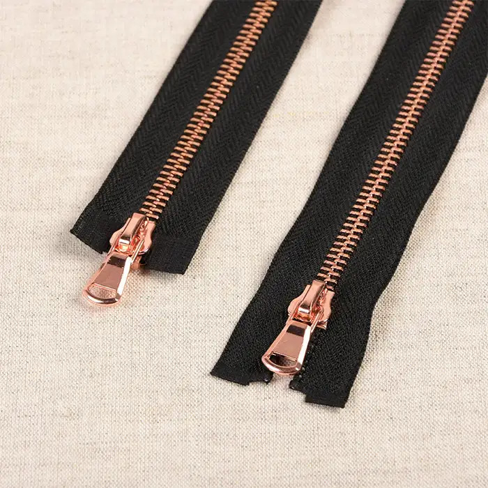 FG séparable métal 65cm double curseur noir et or rose FG séparable métal 65cm double curseur noir et or rose