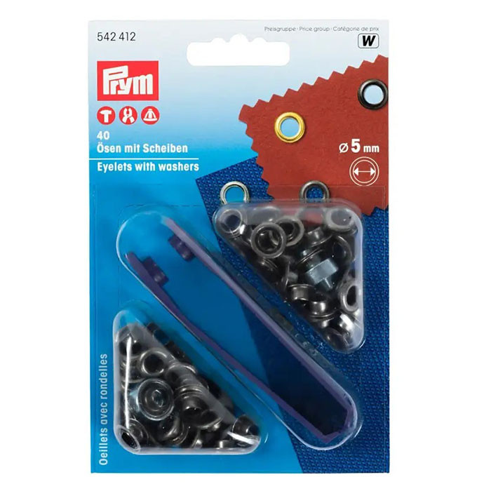 Oeillets et rondelles 5mm brunis Prym Oeillets et rondelles 5mm brunis Prym