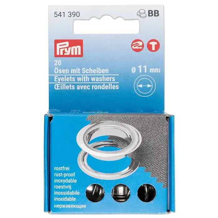 Oeillets et rondelles 8mm blanc Prym Oeillets et rondelles 8mm blanc Prym