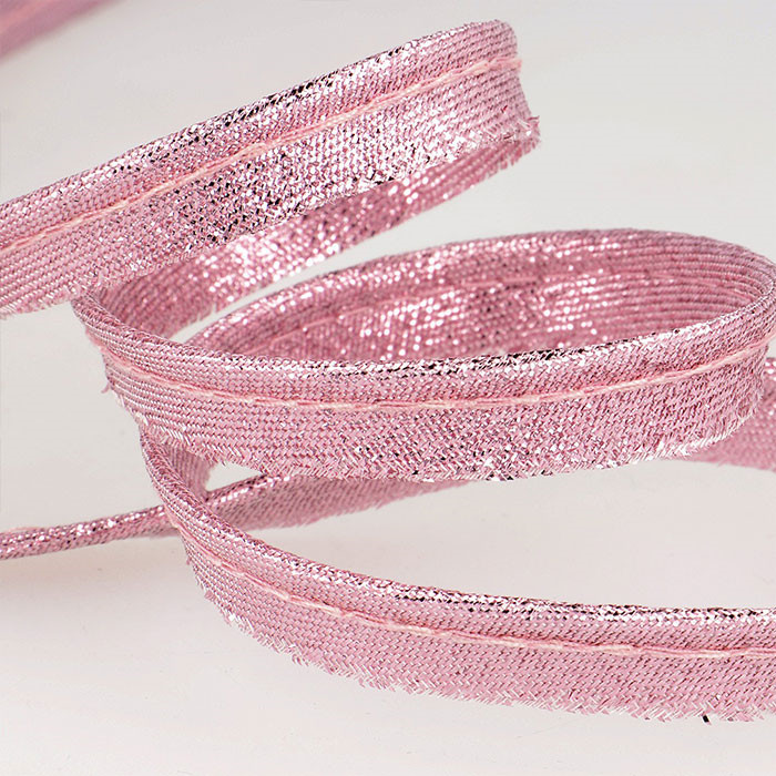 Passepoil métallique 10mm Rose au mètre Passepoil métallique 10mm Rose au mètre