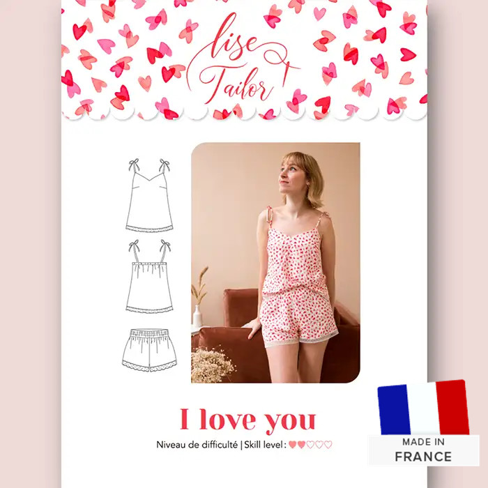 Patron Pyjama I Love You par Lise Tailor - T34 à 48 Patron Pyjama I Love You par Lise Tailor - T34 à 48