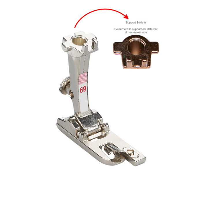 Pied 69 ourleur plat, tricot 4mm (ANCIEN) Pied 69 ourleur plat, tricot 4mm (ANCIEN)