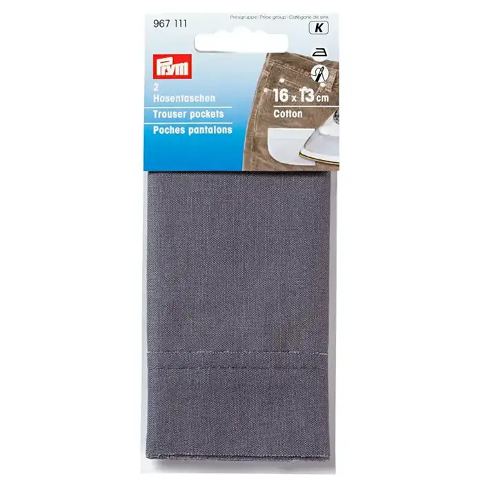 Poches (2) grises pour pantalons 13x16cm Prym Poches (2) grises pour pantalons 13x16cm Prym
