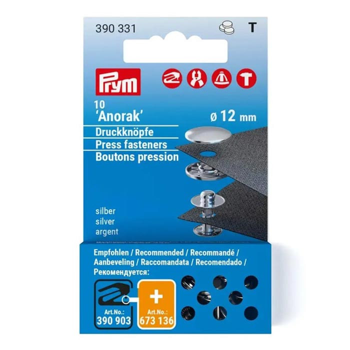 Recharge pression anorak 12mm argenté Prym Recharge pression anorak 12mm argenté Prym