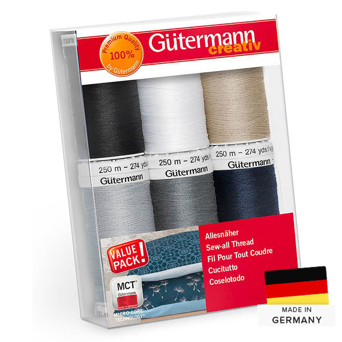 Set 6 fils à coudre 250m Gütermann Set 6 fils à coudre 250m Gütermann