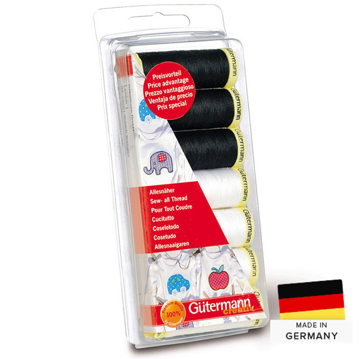 Set 7 fils à coudre noir/blanc Gütermann Set 7 fils à coudre noir/blanc Gütermann