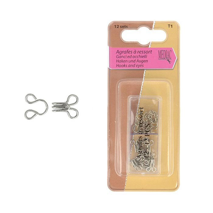 Set de 12 agrafes à ressort T1 argent Set de 12 agrafes à ressort T1 argent