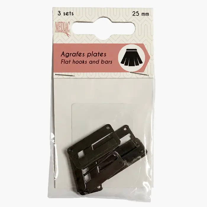 Set de 3 agrafes plates noires 25mm Set de 3 agrafes plates noires 25mm