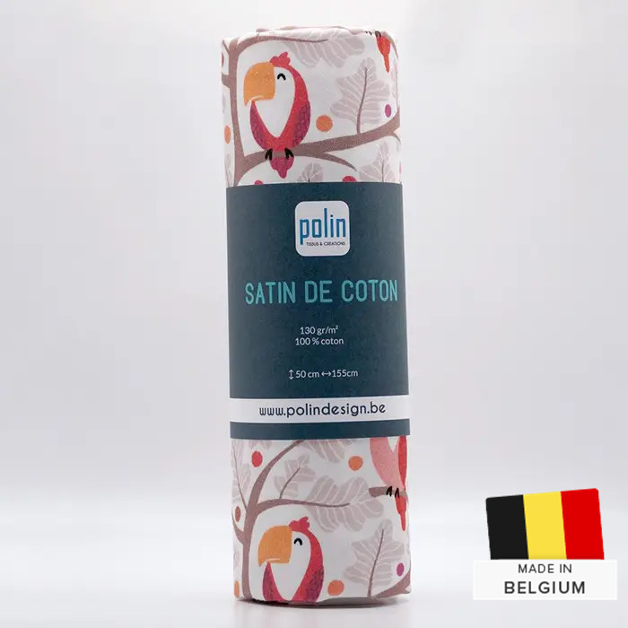 Tissu Satin de Coton Oiseau 50x155cm Tissu Satin de Coton Oiseau 50x155cm