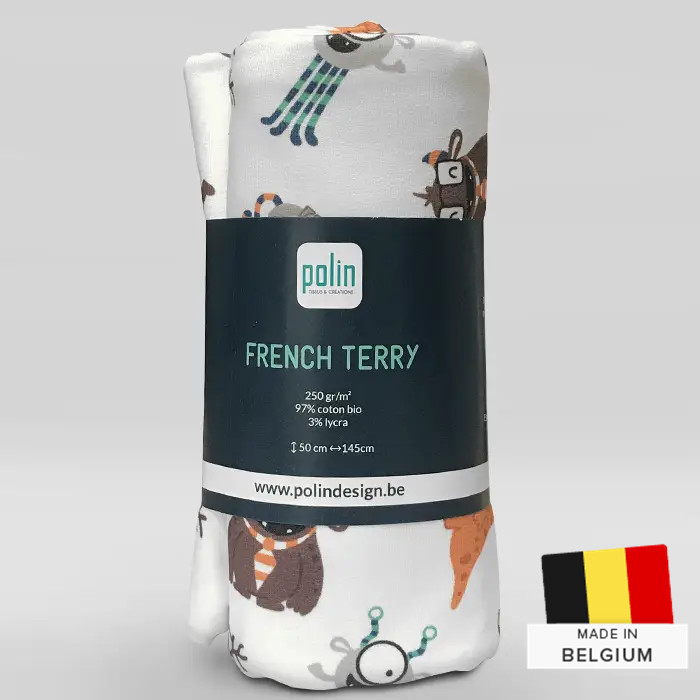 Tissu Sweat French Terry Monstre 50x145cm Tissu Sweat French Terry Monstre 50x145cm
