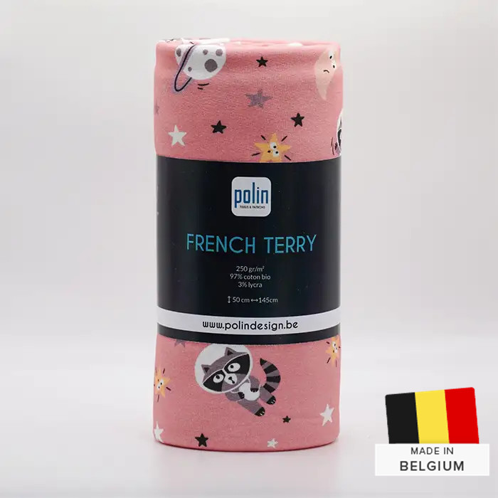 Tissu Sweat French Terry Raton Rose 50x145cm Tissu Sweat French Terry Raton Rose 50x145cm
